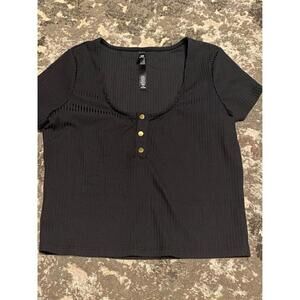 Stylish Black Ribbed Crop Top by Victoria Sport Lg